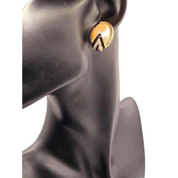 VTG Pierre Balmain signed Balmain Paris GP Stud earrings faux pearl rhinestone - Picture 3 of 6